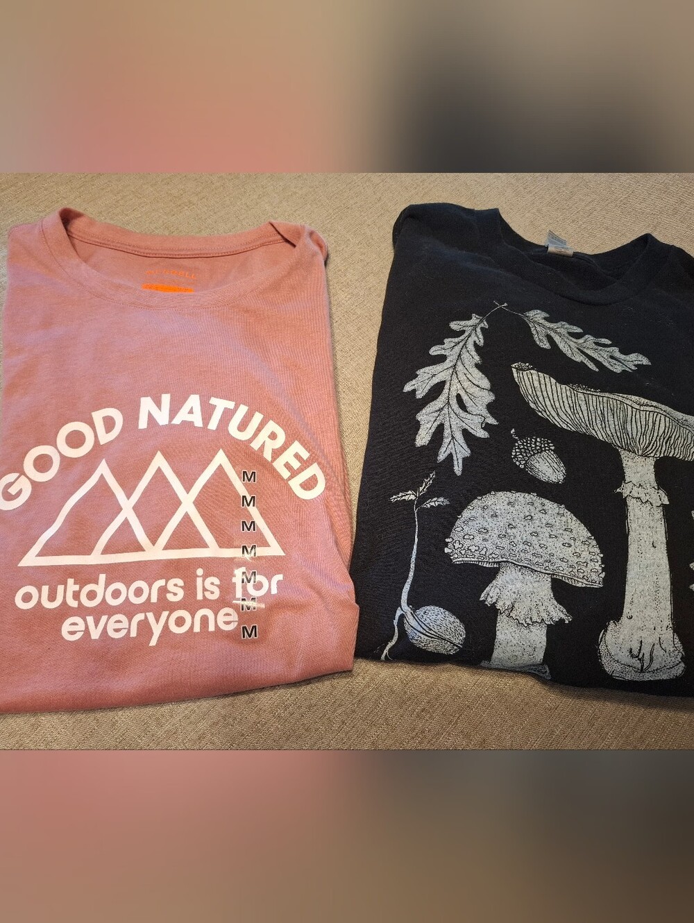 Nature Inspired Shirts PINK Short Sleeve, Mushroom Long Sleeve Size Medium